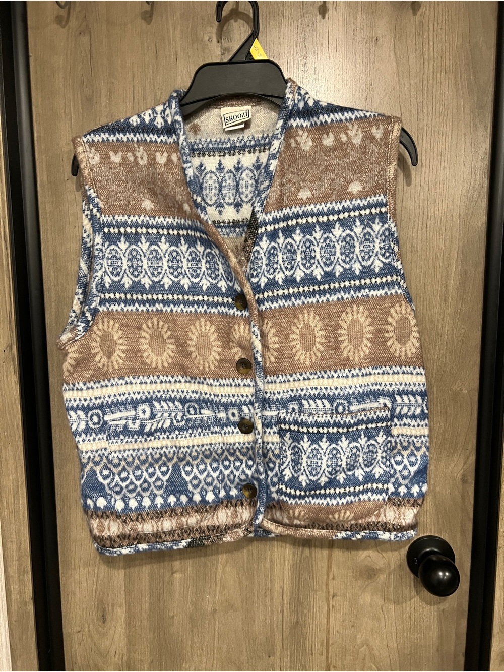Fair Isle Knit Vest in Blue and Brown by